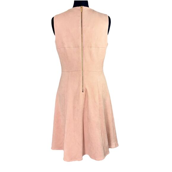 Calvin Klein 10 Pink Faux Suede Sheath Flare Dress Sleeveless Lined Preppy Boho - Picture 3 of 6